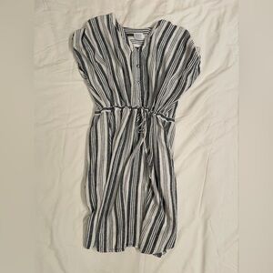 Time and Tru‎ Blues and White Striped Midi Dress